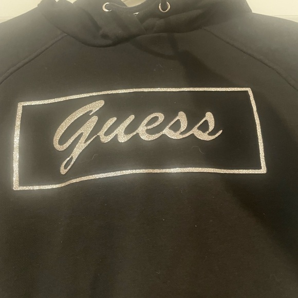 Guess Women's Black Cropped Hoodie - Picture 2 of 5